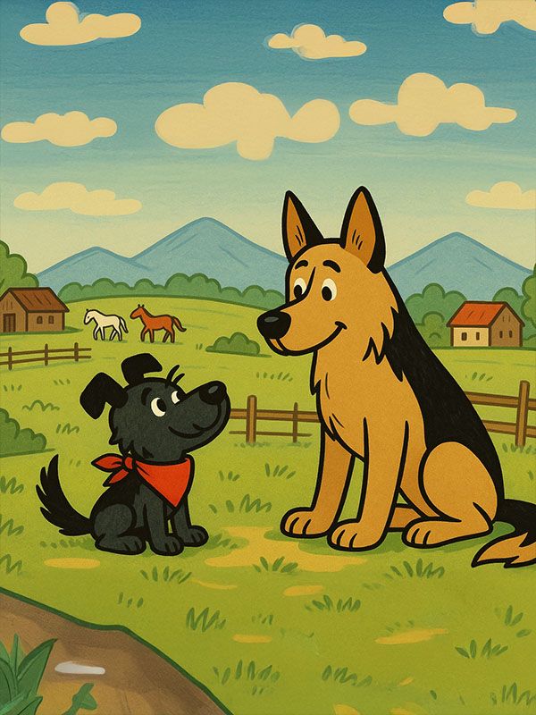 Bajka o przygodzie w górach z psem i koniem