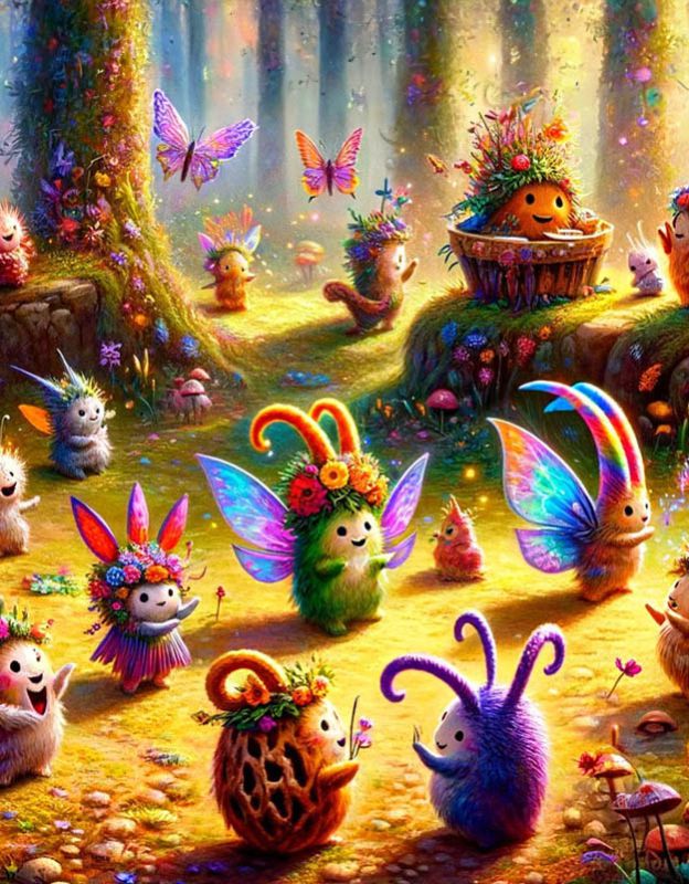 Leśne zwierzęta organizują wielki weselny bal.