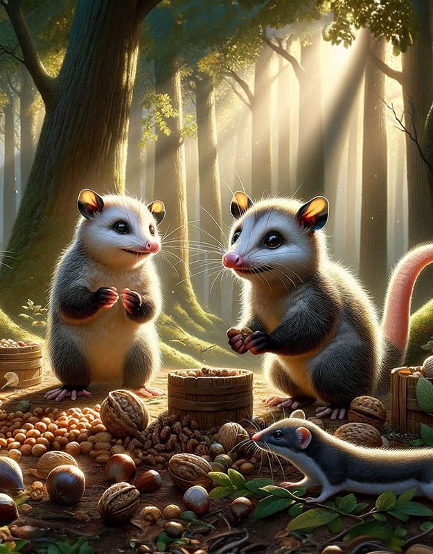 Opowieść o oposach organizujących festyn w lesie.