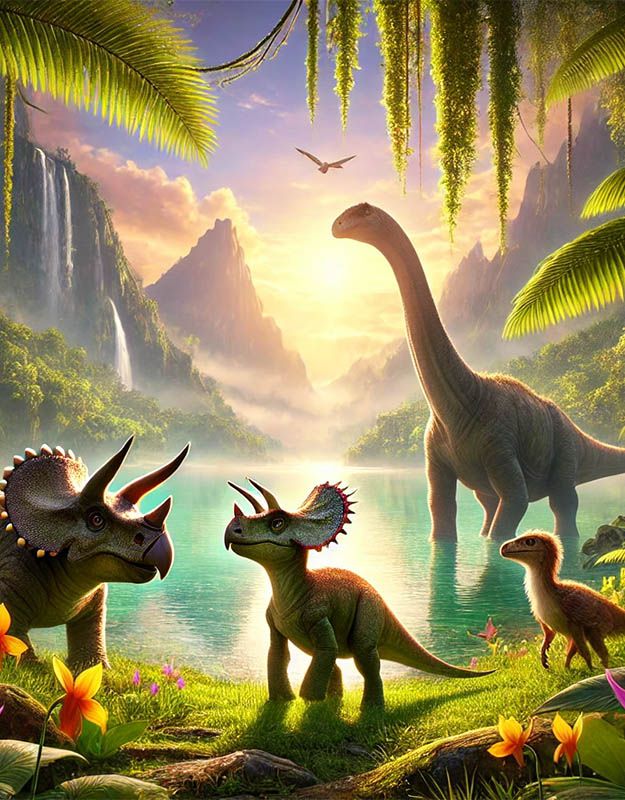 Dinozaur Trixie odkrywa nieznane zakątki lasu.