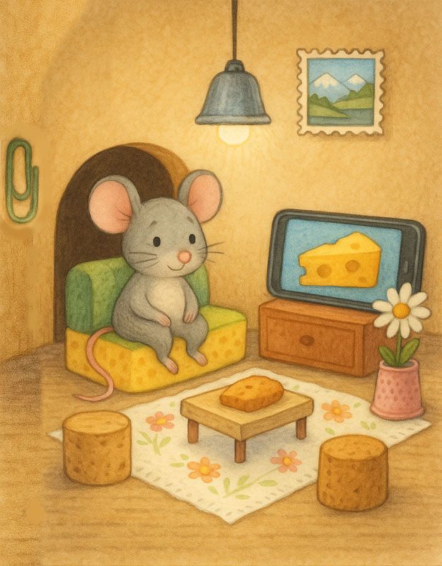 myszka marlenka w apartamencie z korka i gąbki