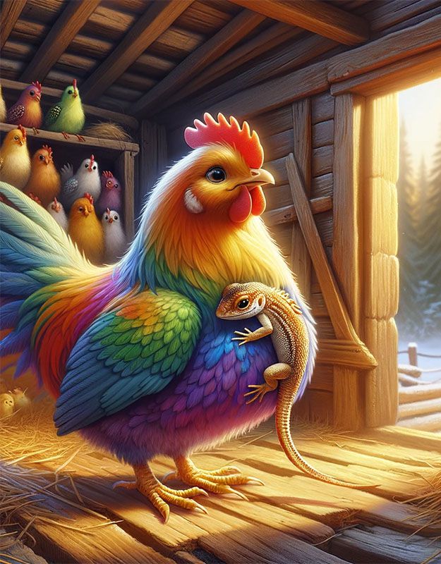 Kura Grażyna wprowadza zmiany na leśnej polanie.