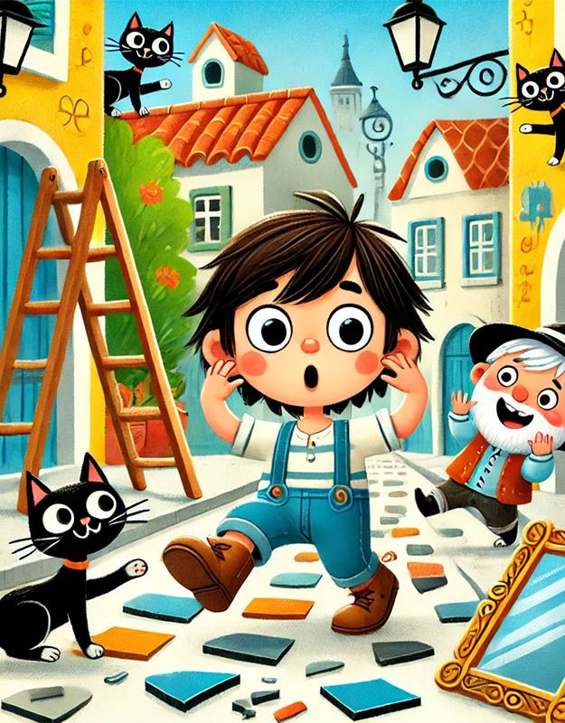 Dyzio wyrusza na pechową wędrówkę przez miasteczko pełne niespodzianek.