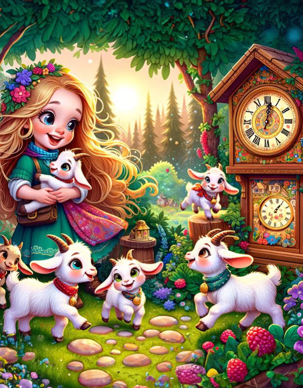 Bajka o Laurze, koziołkach i tajemniczym zegarze.
