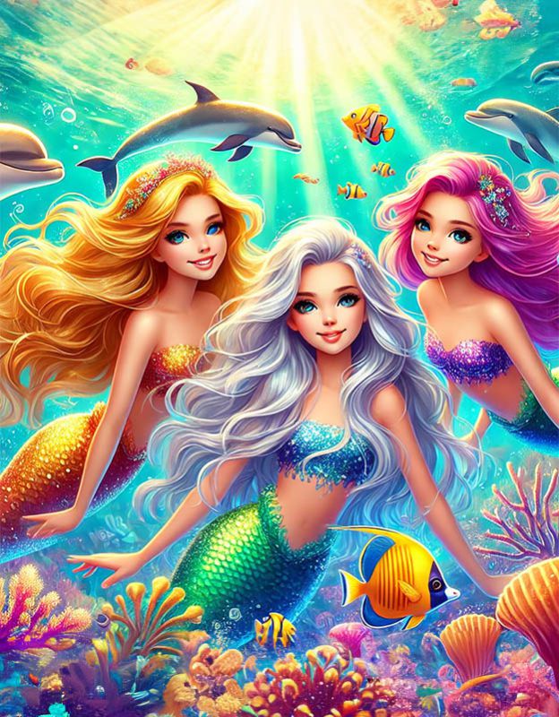 Trzy siostry syrenki wyruszają w magiczną podróż po oceanie.