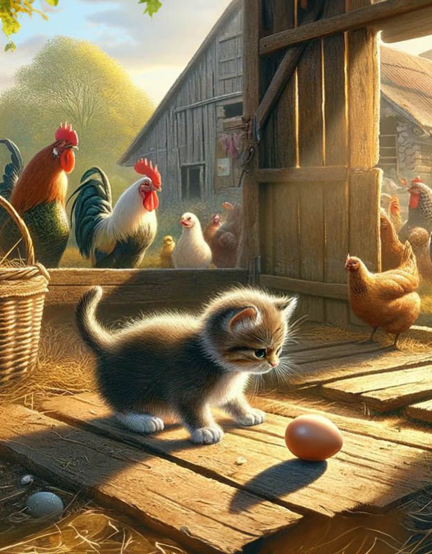 Kotek Florek wyrusza na poszukiwanie zaginionego jajka.