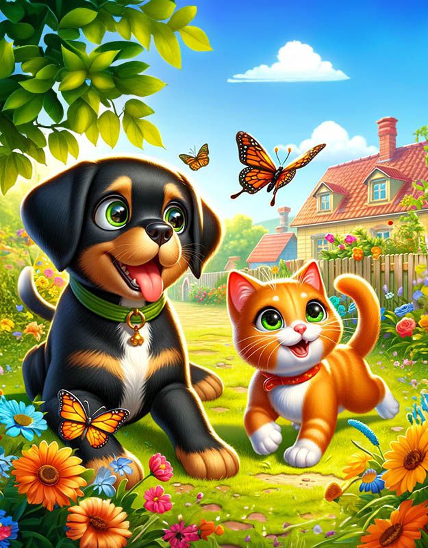 Kot Filemon i pies Max przeżywają wspólne przygody.