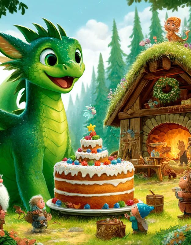 Smok Tofik organizuje wielki przyjacielski tort.