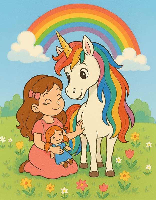 Tęczowy jednorożec w magicznej dolinie – bajka o przyjaźni dla dziewczynek