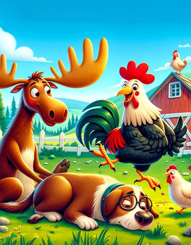 Zwierzęta na farmie bawią się, tańcząc do rytmu muzyki.